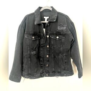 Black Distressed Denim Jacket